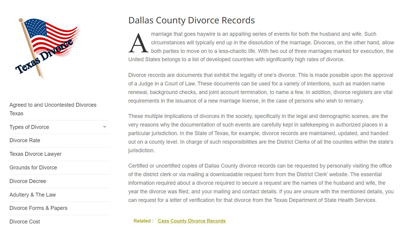 Dallas County Divorce Records – Divorce in Texas